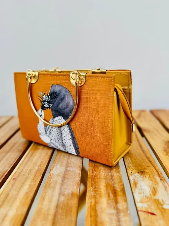 Classic Hijab Art Mini Handbag for Women | Floral Printed Top Handle Bag