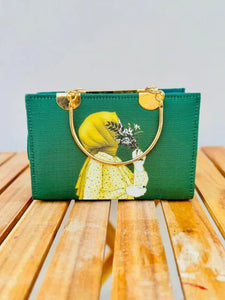 Classic Hijab Art Mini Handbag for Women | Floral Printed Top Handle Bag