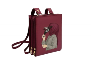 Trendy Girl Hijabi Sketch Zipper Pouch Bag for Women | Mini Crossbody / Wallet Style