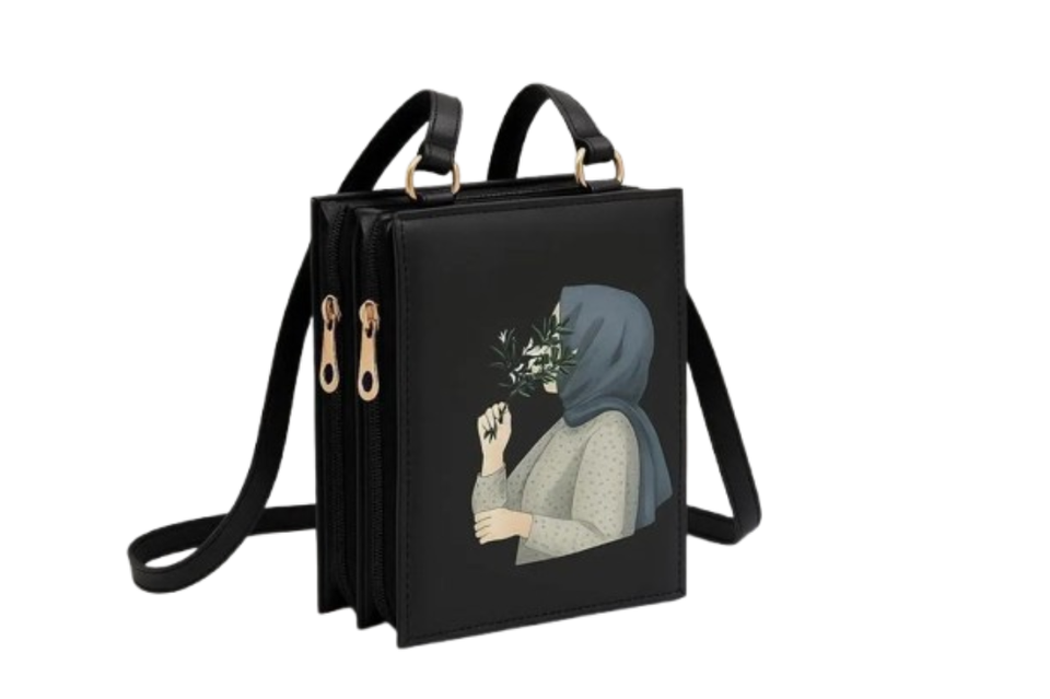 Trendy Girl Hijabi Sketch Zipper Pouch Bag for Women | Mini Crossbody / Wallet Style