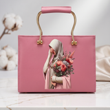 Blush Pink Printed Hijabi Handbag for Women | Premium Hand Bag