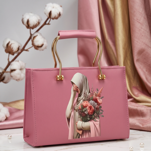 Blush Pink Printed Hijabi Handbag for Women | Premium Hand Bag