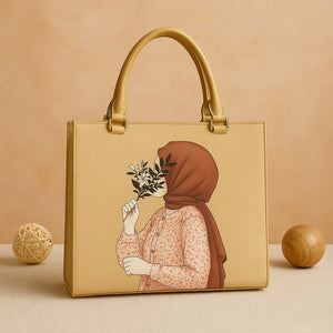Floral Hijab Printed Canvas Bag for Women | Casual Hand Carry & Shoulder Bag
